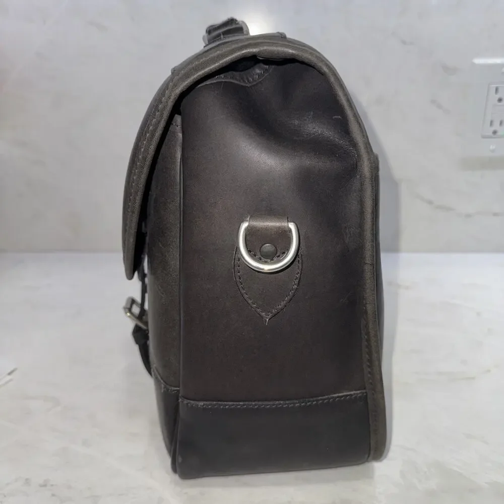 Tusting Clipper Leather Messenger Briefcase Black Bag Handmade In England